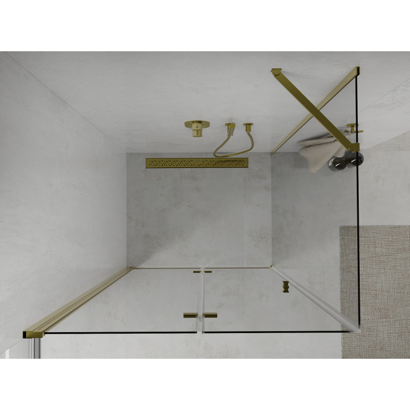 Mexen Lima cabine de douche pliante 100 x 70 cm, transparente, dorée - 856-100-070-50-00