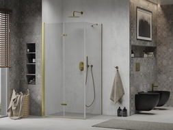 Mexen Lima faltbare Duschkabine 100 x 80 cm, transparent, gold - 856-100-080-50-00