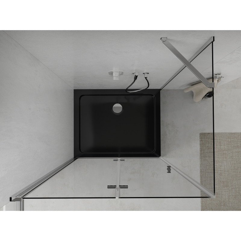 Mexen Lima folding shower cabin 80 x 100 cm, transparent, chrome + Flat tray, black - 856-080-100-01-00-4070