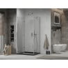 Mexen Lima faltbare Duschkabine 80 x 100 cm, transparent, Chrom + Flat Duschwanne, schwarz - 856-080-100-01-00-4070