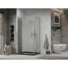 Mexen Lima faltbare Duschkabine 80 x 100 cm, transparent, Chrom + Flat Duschwanne, schwarz - 856-080-100-01-00-4070