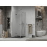 Mexen Lima folding shower cabin 90 x 90 cm, transparent, chrome + Flat shower tray, black - 856-090-090-01-00-4070