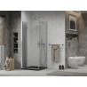 Mexen Lima folding shower cabin 90 x 90 cm, transparent, chrome + Flat shower tray, black - 856-090-090-01-00-4070