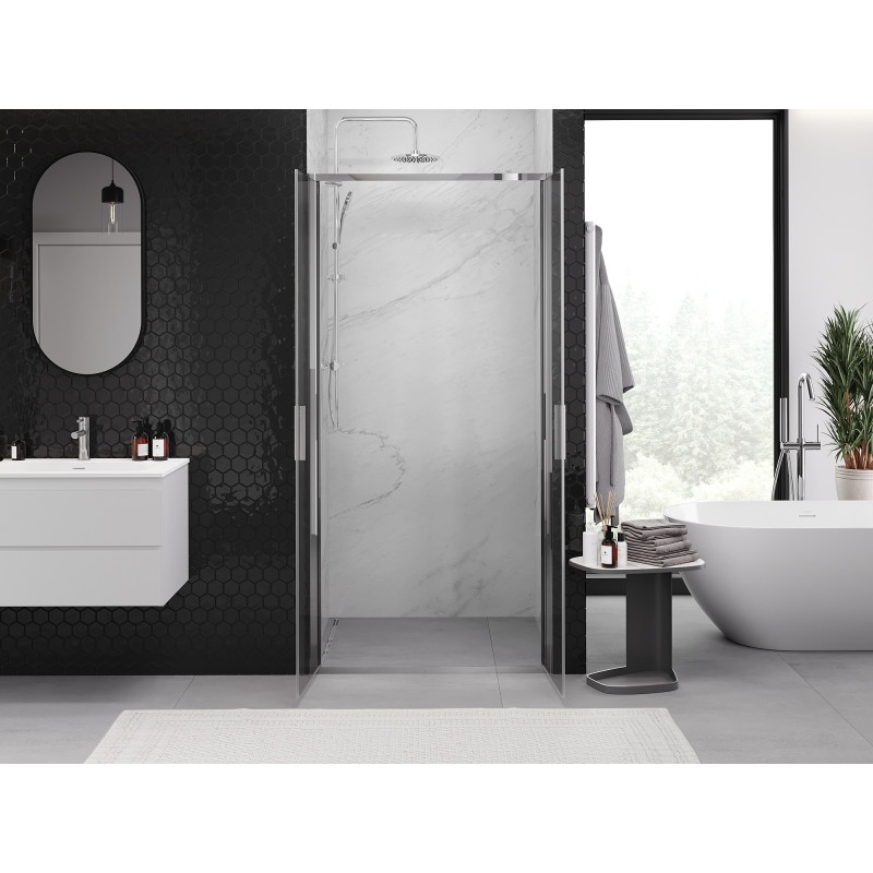Mexen Exo-B Duo puertas de ducha batientes dobles de 70 cm, transparente, cromo - 814-070-000-01-00