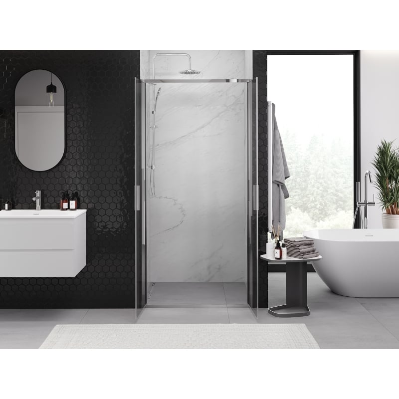 Mexen Exo-B Duo porta doccia doppia battente 100 cm, trasparente, cromo - 814-100-000-01-00