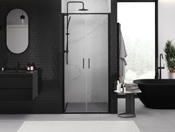 Mexen Exo dubbele douchedeur 70 cm, transparant, zwart - 814-070-000-70-00