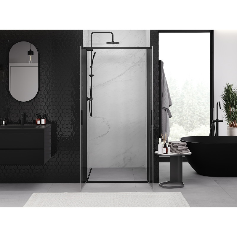 Mexen Exo drzwi prysznicowe podwójne uchylne 80 cm, transparent, czarne - 814-080-000-70-00