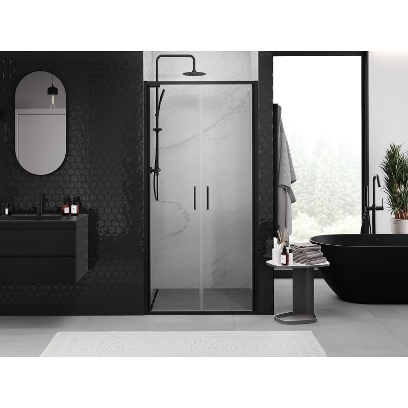 Mexen Exo portes de douche doubles pivotantes 100 cm, transparentes, noires - 814-100-000-70-00