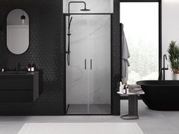 Mexen Exo-B Duo puerta de ducha doble batiente 100 cm, transparente, negra - 814-100-000-70-00