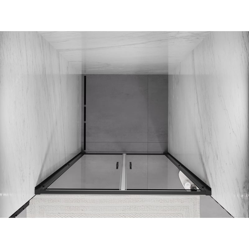 Mexen Exo drzwi prysznicowe podwójne uchylne 90 cm, transparent, czarne - 814-090-000-70-00