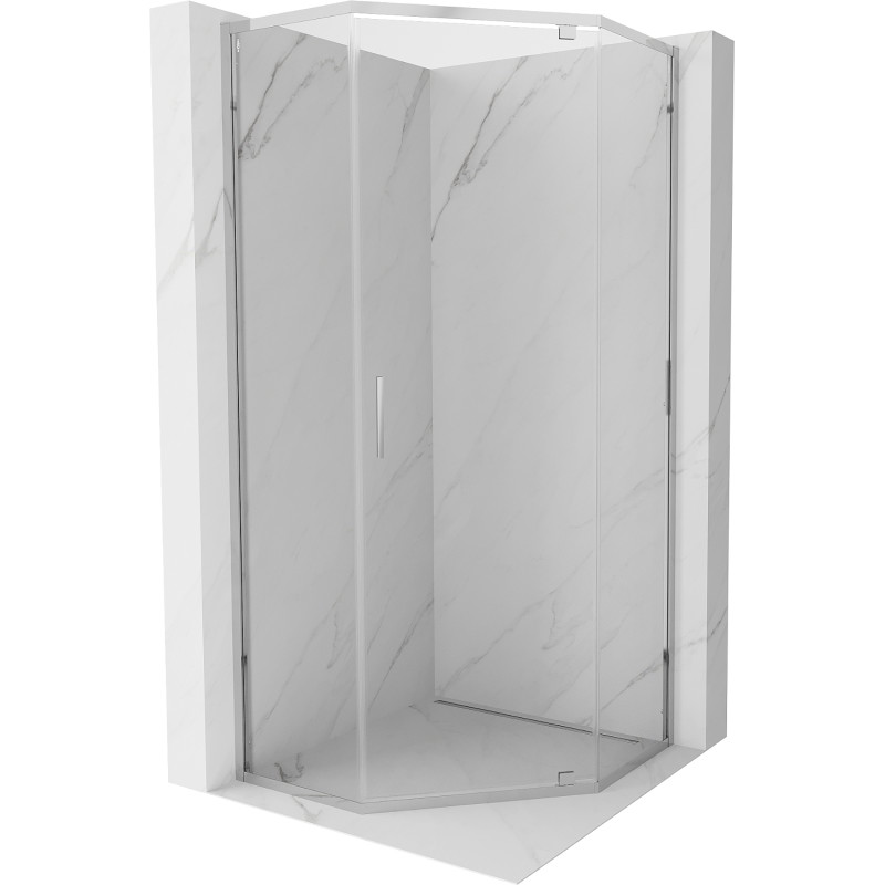 Mexen Exo-R kabina prysznicowa pięciokątna uchylna 80 x 80 cm, transparent, chrom - 812-080-080-01-00