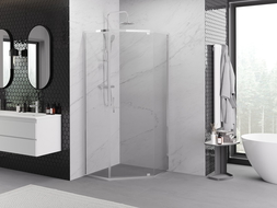 Mexen Exo Fünfeck-Duschkabine schwenkbar 80 x 80 cm, transparent, chrom - 812-080-080-01-00
