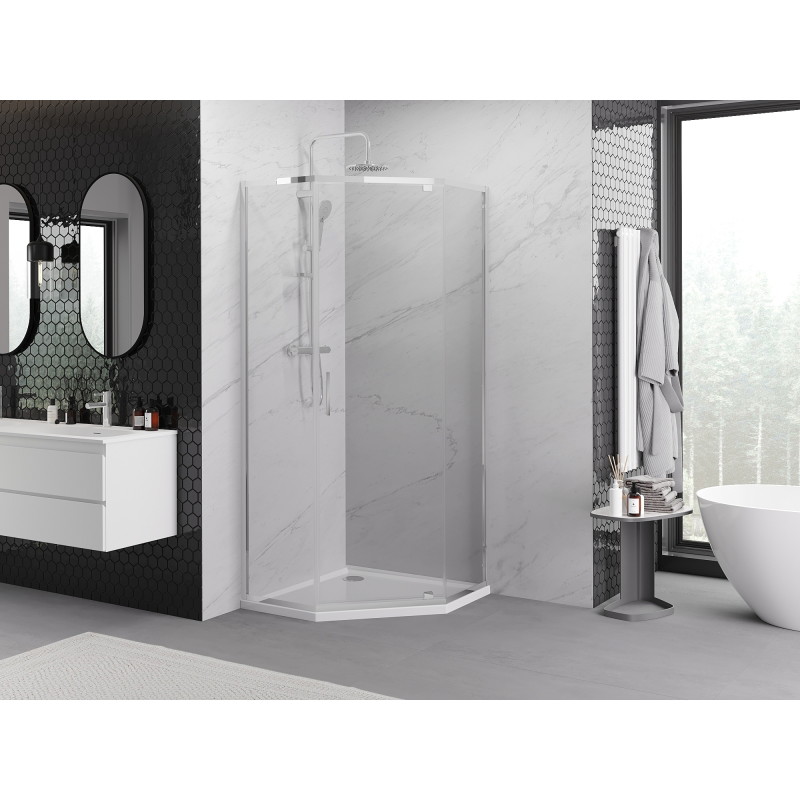 Mexen Exo-R piecstūrveida dušas kabīne ar veramām durvīm 80 x 80 cm, caurspīdīga, hromēta - 812-080-080-01-00
