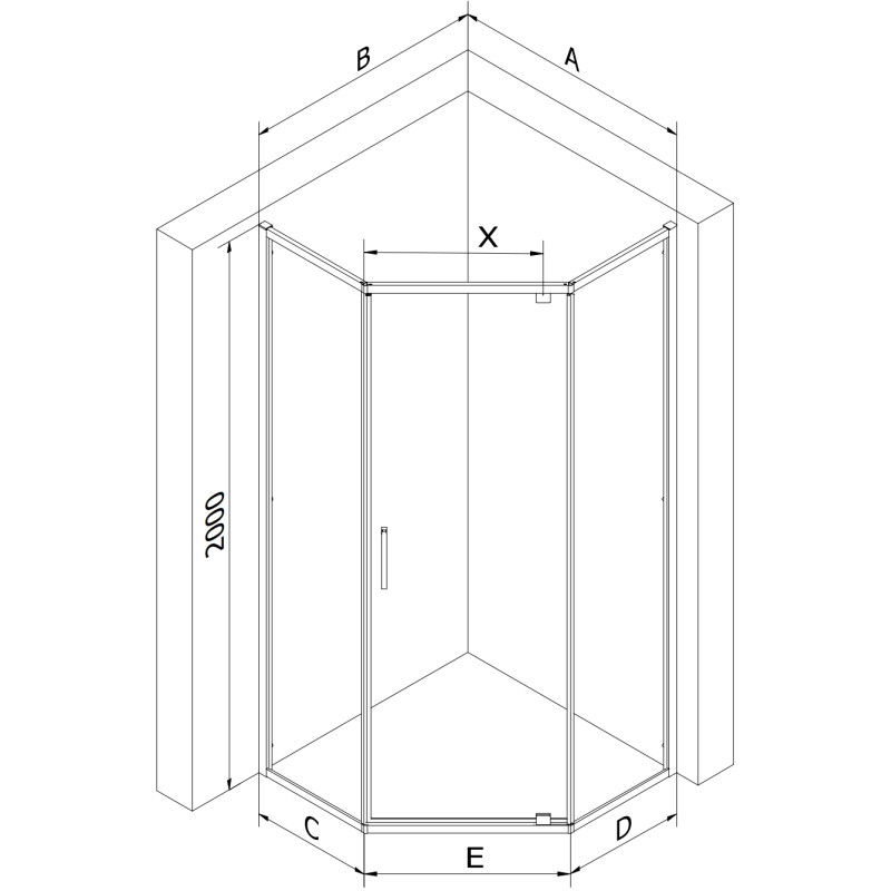 Mexen Exo-R piecstūrveida dušas kabīne ar veramām durvīm 80 x 80 cm, caurspīdīga, hromēta - 812-080-080-01-00