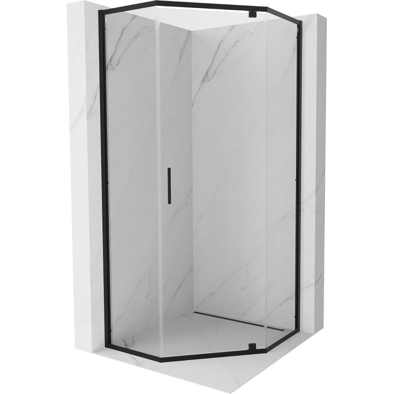 Mexen Exo vijfhoekige scharnierende douchecabine 80 x 80 cm, transparant, zwart - 812-080-080-70-00