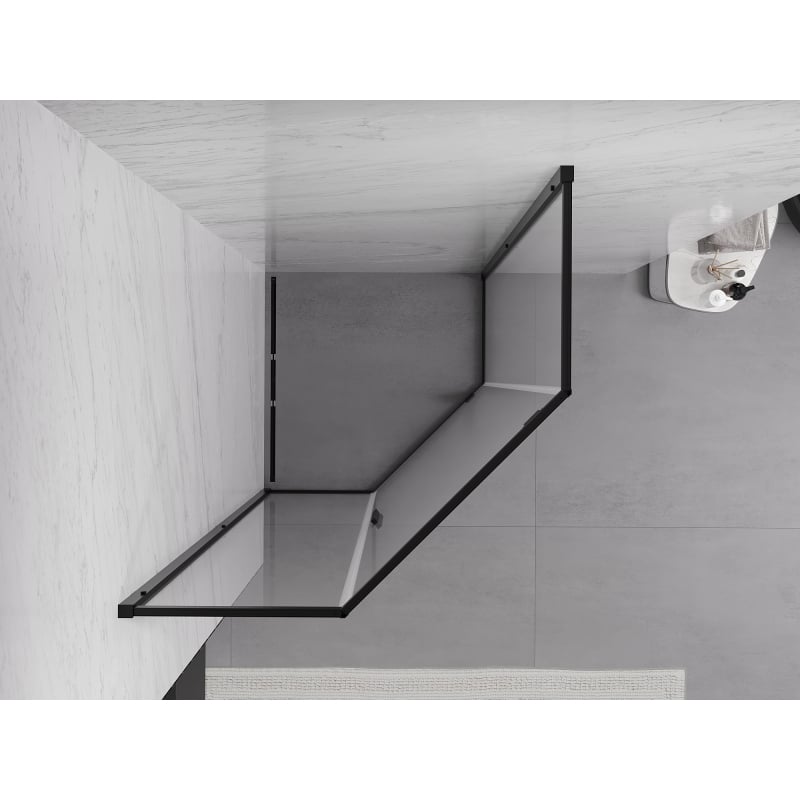 Mexen Exo fünfeckige Duschkabine mit Drehtür 80 x 80 cm, transparent, schwarz - 812-080-080-70-00