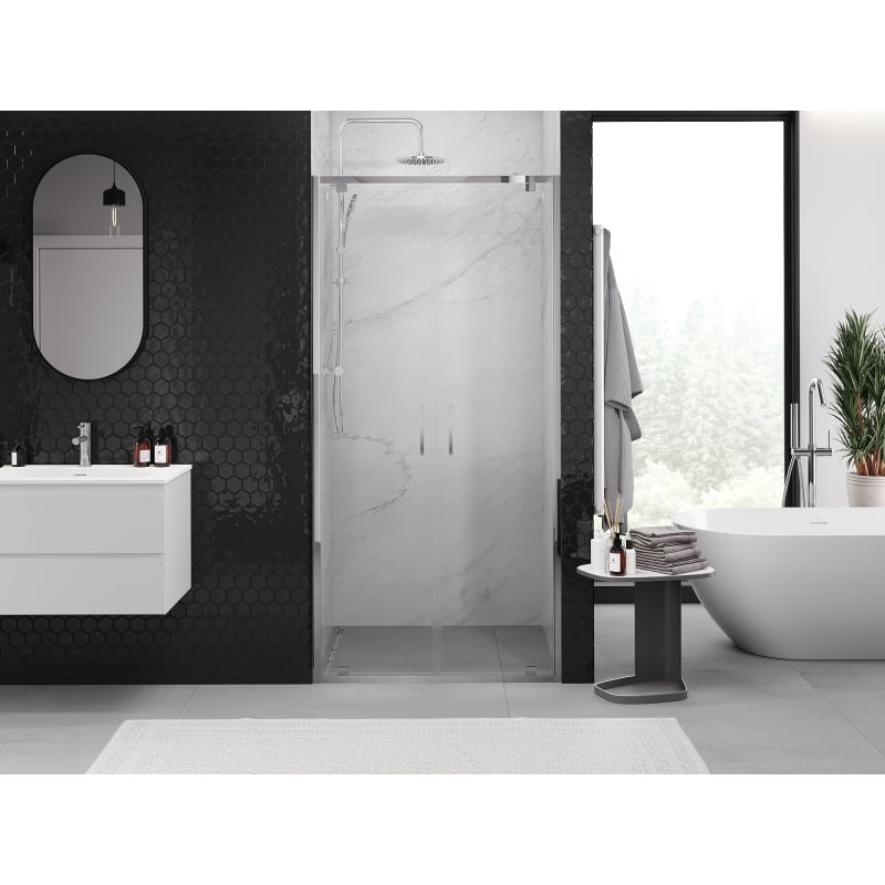 Mexen Exo-BR Duo Doppelflügeltür Duschtür 100 cm, transparent, Chrom - 8182-100-000-01-00