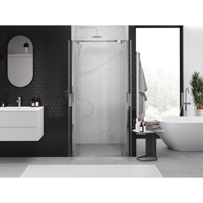Mexen Exo-BR Duo puerta de ducha doble abatible 100 cm, transparente, cromo - 8182-100-000-01-00