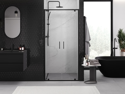 Mexen Exo-BR Duo divdurvju divkāršie durvis 70 cm, caurspīdīgs, melns - 8182-070-000-70-00