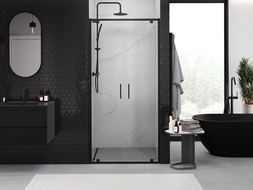 Mexen Exo dubbele scharnierende douchedeur 70 cm, transparant, zwart - 8182-070-000-70-00