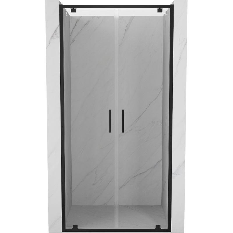 Mexen Exo duebel Duschdiren zweefach opzemaachen 100 cm, transparent, schwaarz - 8182-100-000-70-00