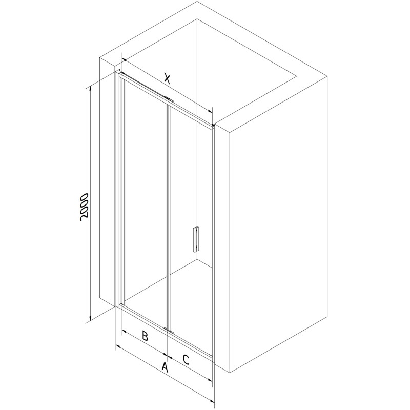 Mexen Exo-F faltbare Duschabtrennung 85 cm, transparent, Chrom - 816-085-000-01-00