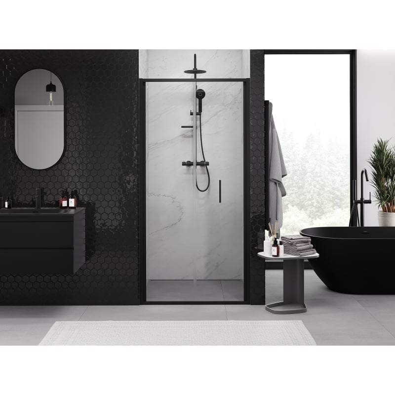 Mexen Exo folding shower door 65 cm, transparent, black - 816-065-000-70-00