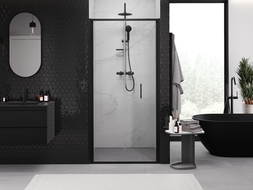 Mexen Exo inklapbare douchedeur 70 cm, transparant, zwart - 816-070-000-70-00