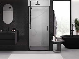 Mexen Exo douchedeur scharnierend 70 cm, transparant, zwart - 817-070-000-70-00