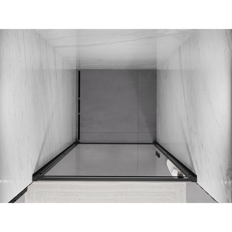 Mexen Exo Duschdierf mat Ophänktüren 70 cm, transparent, schwaarz - 817-070-000-70-00