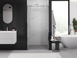 Mexen Exo-R Schwingbare Duschabtrennung 110 cm, transparent, Chrom - 819-110-000-01-00