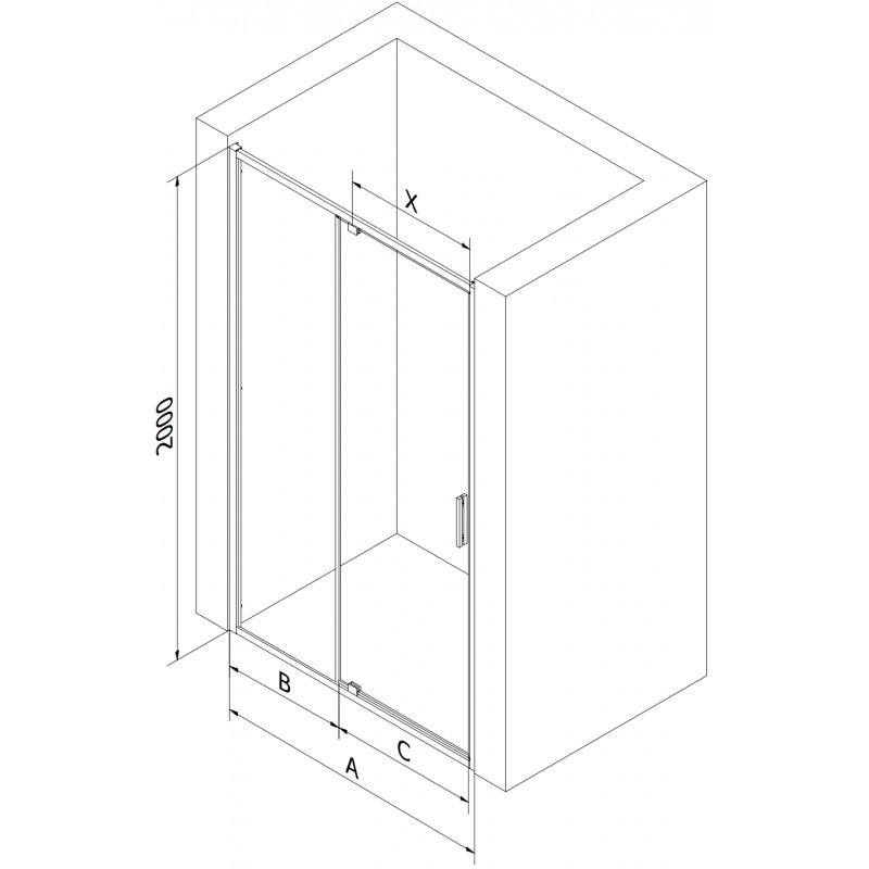 Mexen Exo drzwi prysznicowe uchylne 130 cm, transparent, chrom - 819-130-000-01-00