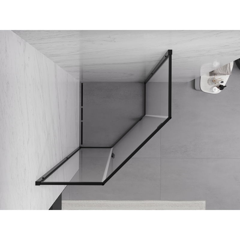 Mexen Exo petkotna preklopna tuš kabina 90 x 90 cm, prozorna, črna - 812-090-090-70-00