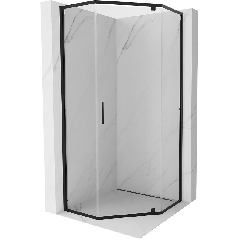 Mexen Exo petkotna tuš kabina s krilnimi vrati 100 x 100 cm, prozorna, črna - 812-100-100-70-00