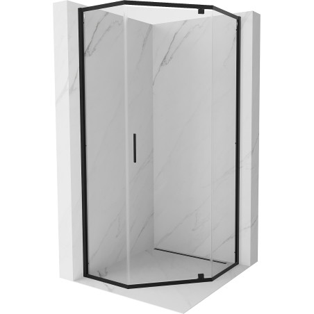 Mexen Exo-R viisikulmainen taittuva suihkukaappi 100 x 100 cm, läpinäkyvä, musta - 812-100-100-70-00