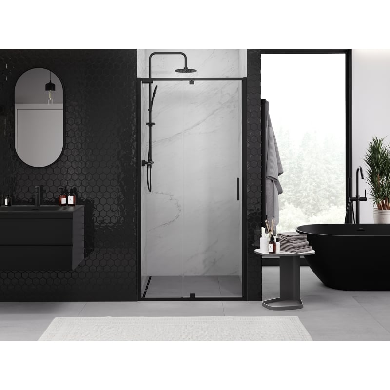 Mexen Exo-R porta doccia a battente 95 cm, trasparente, nero - 819-095-000-70-00