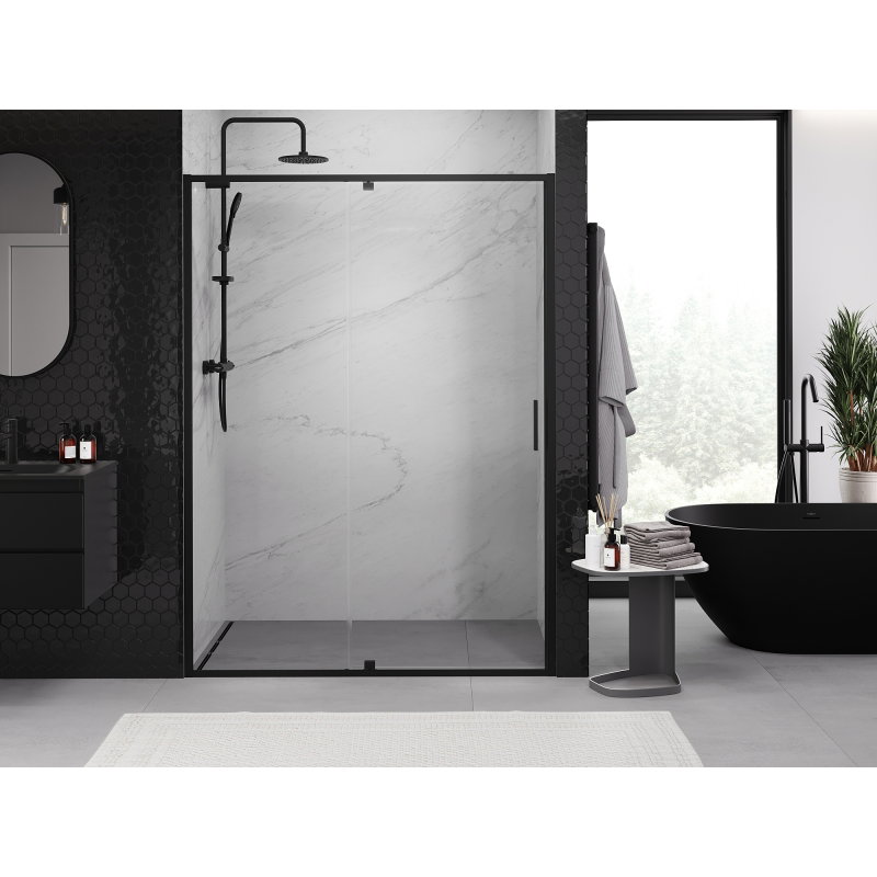 Mexen Exo πόρτες ντους περιστρεφόμενες 150 cm, διαφανείς, μαύρες - 819-150-000-70-00