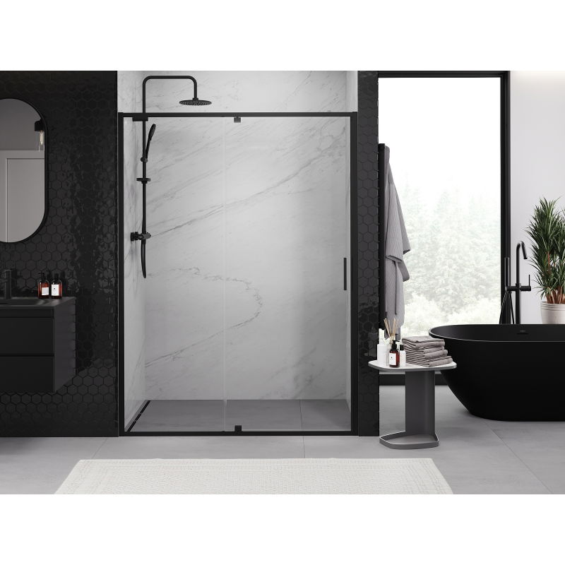 Mexen Exo puerta de ducha abatible 150 cm, transparente, negro - 819-150-000-70-00