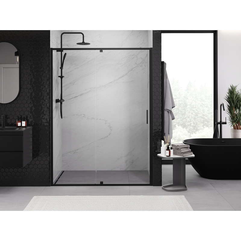 Mexen Exo-R drzwi prysznicowe uchylne 150 cm, transparent, czarne - 819-150-000-70-00