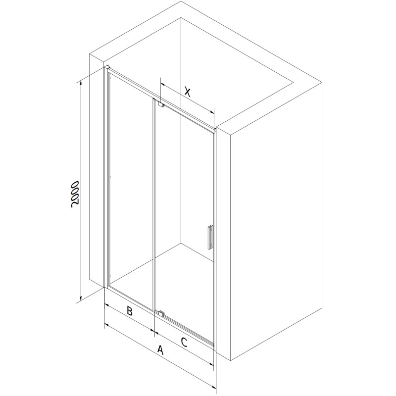 Mexen Exo-R portas de duche de abrir 150 cm, transparentes, pretas - 819-150-000-70-00