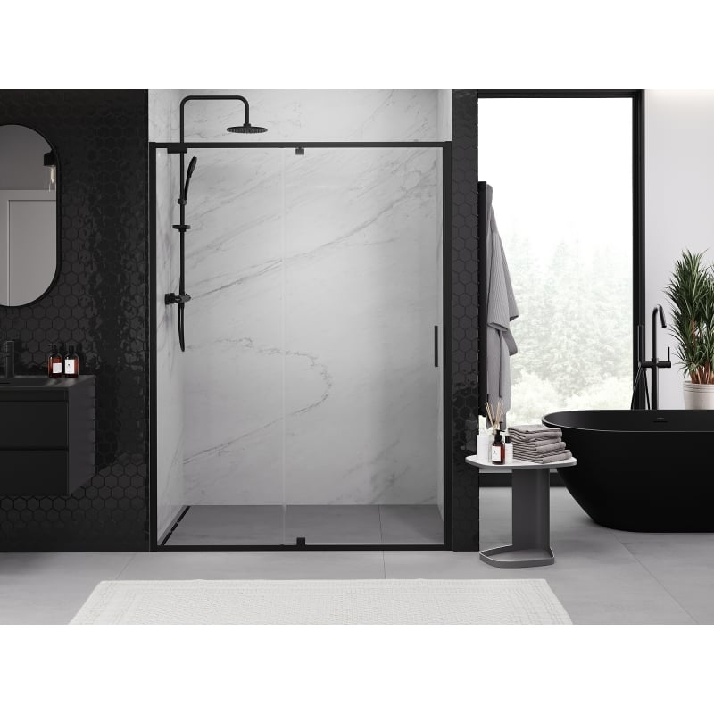 Mexen Exo porta de duche pivotante 155 cm, transparente, preta - 819-155-000-70-00