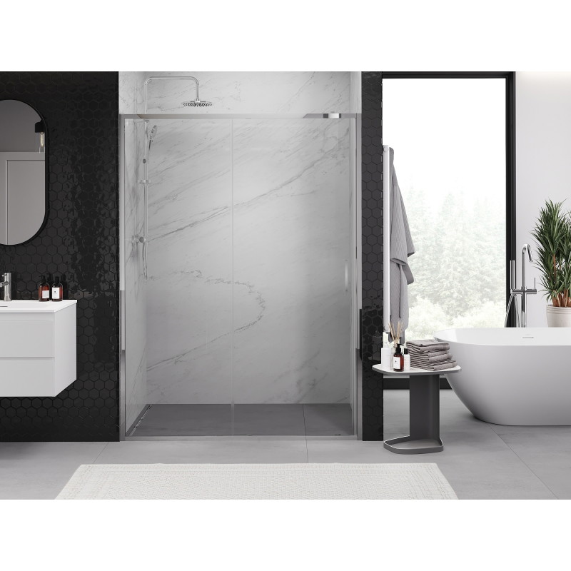 Mexen Exo-S puerta de ducha corredera de 155 cm, transparente, cromo - 8151-155-000-01-00