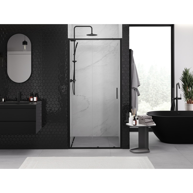 Mexen Exo-S puerta de ducha corredera 105 cm, transparente, negra - 8151-105-000-70-00