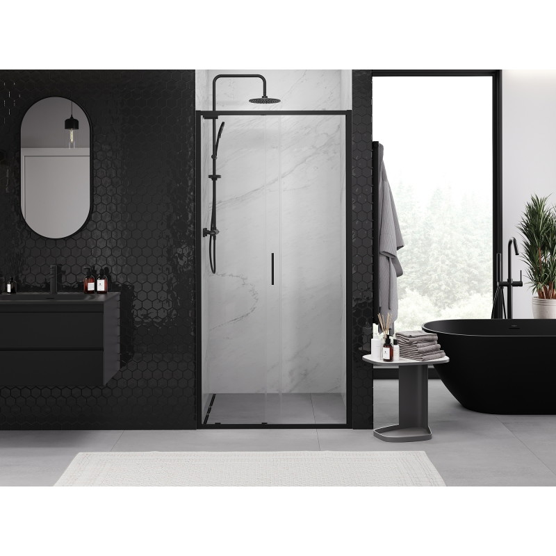 Mexen Exo-S puerta de ducha corredera 105 cm, transparente, negra - 8151-105-000-70-00
