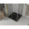 Mexen Lima folding shower cabin 90 x 90 cm, transparent, gold + Flat black shower tray - 856-090-090-50-00-4070G
