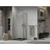 Mexen Lima cabine de douche pliante 90 x 90 cm, transparent, doré + receveur Flat, noir - 856-090-090-50-00-4070G