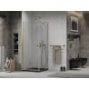 Mexen Lima cabine de douche pliante 90 x 90 cm, transparent, doré + receveur Flat, noir - 856-090-090-50-00-4070G