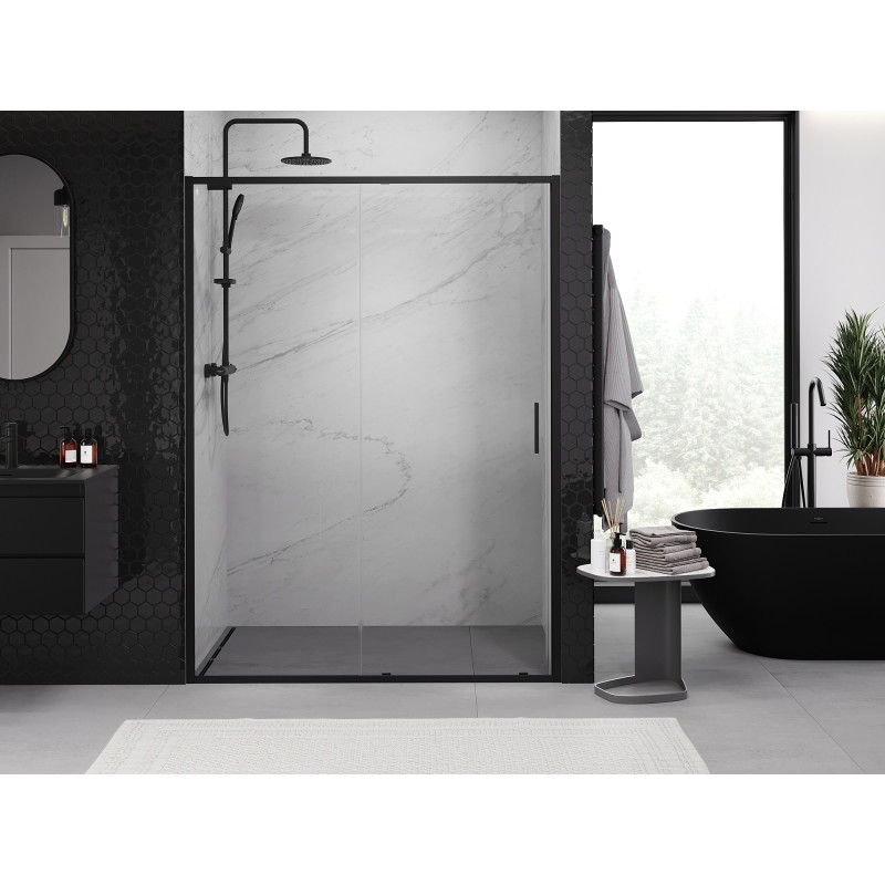Mexen Exo-S porte doccia scorrevoli 130 cm, trasparenti, nere - 8151-130-000-70-00