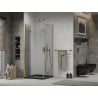 Mexen Lima cabine de douche pliante 90 x 90 cm, transparent, doré + receveur Flat, noir - 856-090-090-50-00-4070G