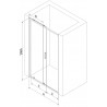 Mexen Exo-S drsna tuš vrata 145 cm, prozorna, črna - 8151-145-000-70-00